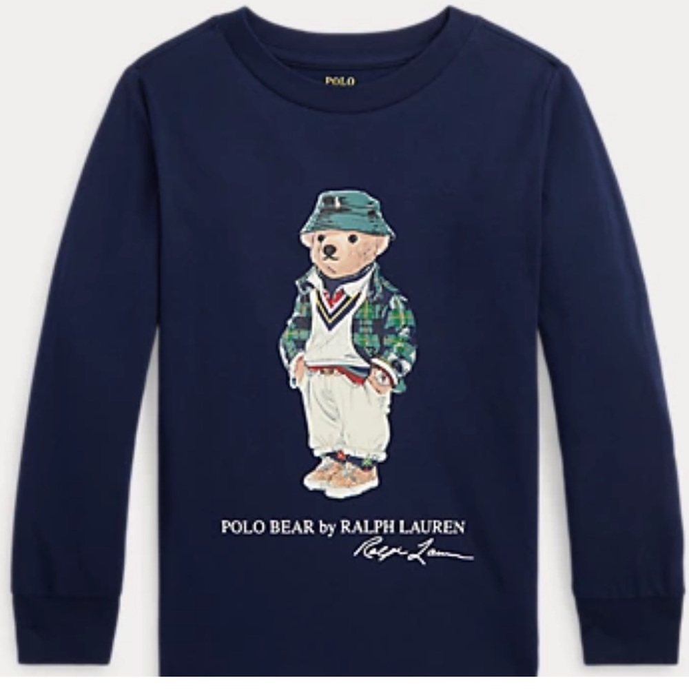 NWT Ralph Lauren Boys 3T Polo Bear Cotton Long-Sleeve Tee